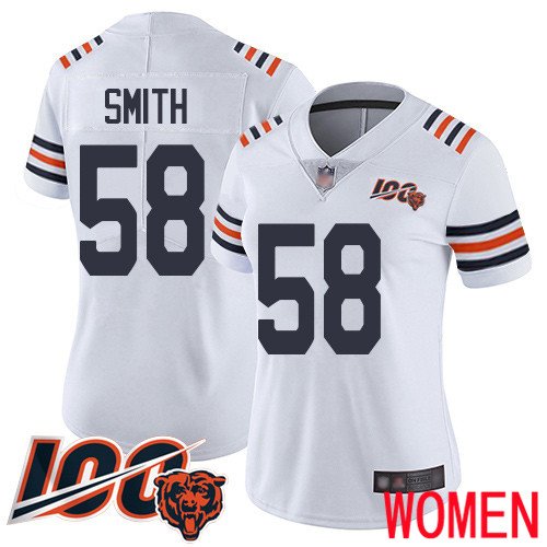 Chicago Bears Limited White Women Roquan Smith Jersey NFL Football #58 100th Season->women nfl jersey->Women Jersey